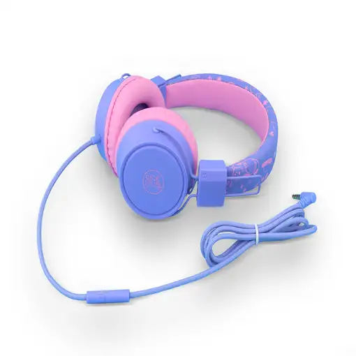 Auriculares infantiles con cable, protección de volumen y micrófono rosa/lila