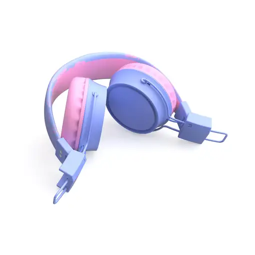 Auriculares infantiles con cable, protección de volumen y micrófono rosa/lila