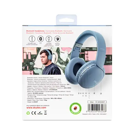 Auriculares Bluetooth 5.0 multifunción azules con Radio y Manos Libres