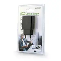 Gembird EG-U2C2A-03-BK cargador de dispositivo móvil Teléfono móvil, Smartphone, T