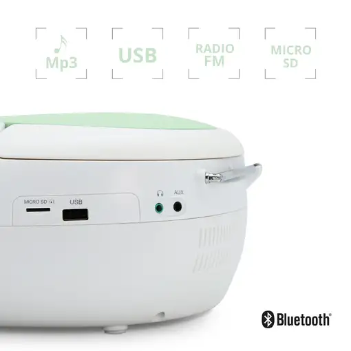 Radio CD Eden Bluetooth, puerto USB MP3, lector tarjeta Micro SD Metronic 477186