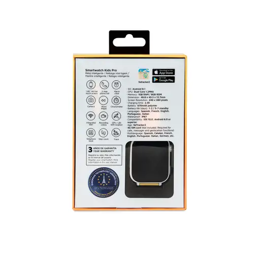 Smartwatch KIDS PRO GPS & videollamadas negro/correa tela naranja
