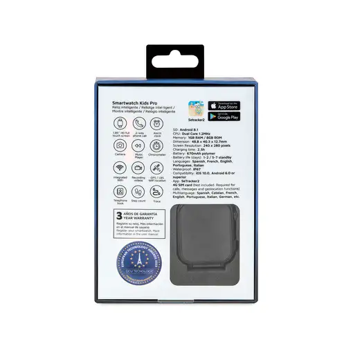Smartwatch KIDS PRO GPS & videollamadas negro/correa tela negra y azul
