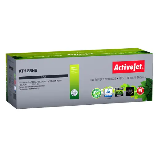 Activejet BIO Tóner ATH-85NB para impresoras HP, Canon, Recambio HP 85A CE285A, Ca