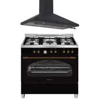 SOLTHERMIC® PACK COCINA PROFESIONAL NEGRA RÚSTICA + CAMPANA NEGRA RÚSTICA 90