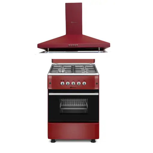 SOLTHERMIC® PACK ROJO BURDEOS COCINA GAS F5S40G2IR + CAMPANA H60P ROJA