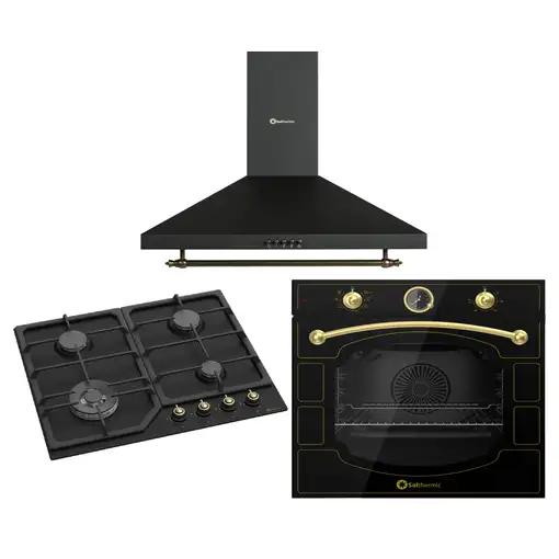 SOLTHERMIC® PACK NEGRO RÚSTICO ENCIMERA GAS 60 + HORNO + CAMPANA 60