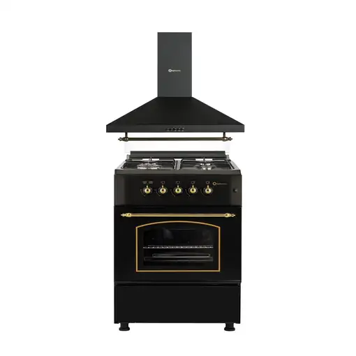 SOLTHERMIC® PACK NEGRO RÚSTICO COCINA GAS F6S40G2 NEGRA RÚSTICA + CAMPANA H60PR