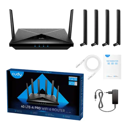 Cudy LT18 router inalámbrico Gigabit Ethernet Doble banda (2,4 GHz / 5 GHz) 4G Neg