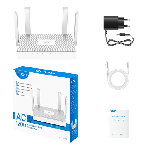Cudy WR1300E router inalámbrico Gigabit Ethernet Doble banda (2,4 GHz / 5 GHz) Bla