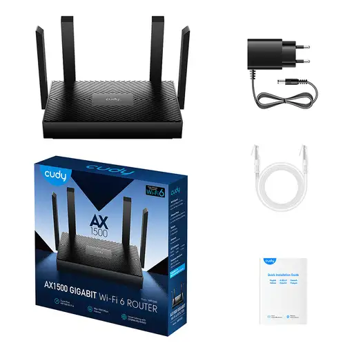 Cudy WR1500 router inalámbrico Gigabit Ethernet Doble banda (2,4 GHz / 5 GHz) Negr