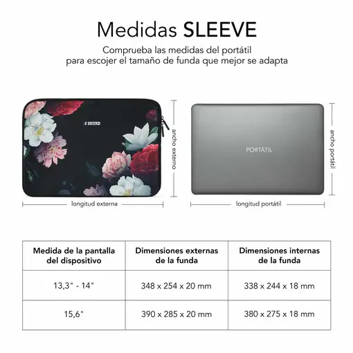Funda Ordenador Neopreno Trendy Sleeve Neo Flowers 15.6\