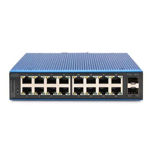 Digitus Conmutador de red Ethernet Gigabit de 16 puertos, industrial, no gestionad