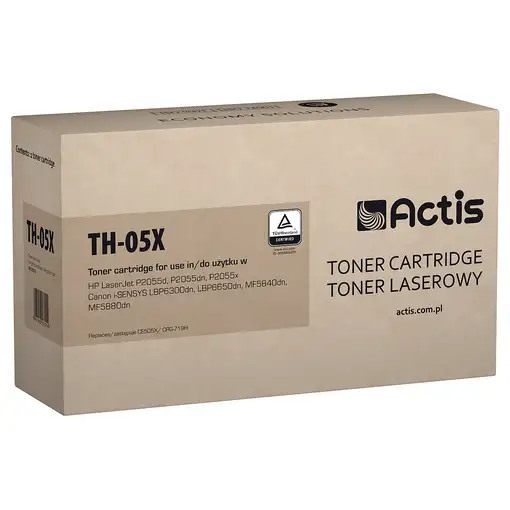 Actis Tóner TH-05X para impresoras HP, Canon, Recambio HP 05X CE505X, Canon CRG-71