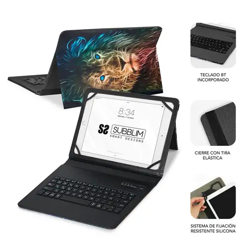 Funda Con Teclado Keytab Pro Bluetooth Trendy Leon