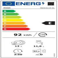 Lavavajillas integrable Midea 12 servicios, 4 programas, 60 cm - MID60S110.1-ES
