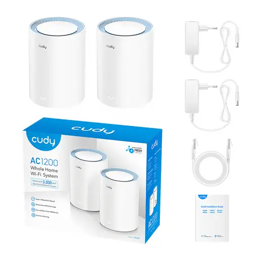 Cudy M1200 2-PACK sistema Wi-Fi Mesh (Wi-Fi en malla) Doble banda (2,4 GHz / 5 GHz