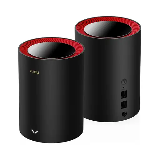 Cudy M3000 2-Pack Doble banda (2,4 GHz / 5 GHz) Wi-Fi 6 (802.11ax) Negro, Rojo 1 I