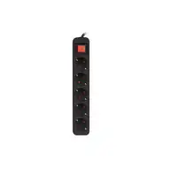Lanberg PS1-05F-0300-BK base múltiple 3 m 5 salidas AC Interior Negro