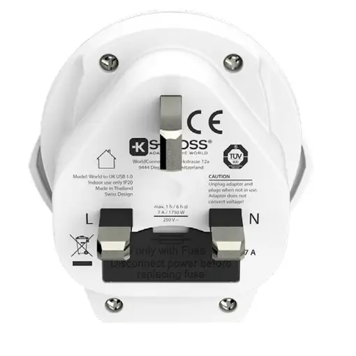 Skross 1.500267 adaptador de enchufe eléctrico Tipo G (RU) Universal Blanco