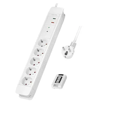LogiLink LPS402 base múltiple 1,5 m 5 salidas AC Interior Blanco