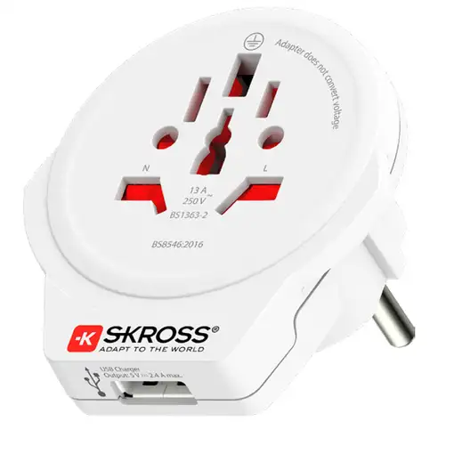 Skross 1.500266 adaptador de enchufe eléctrico Tipo F Universal Blanco