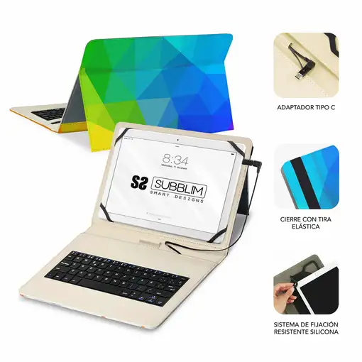 Funda Con Teclado Micro Usb Keytab Usb 11\ Triangulos