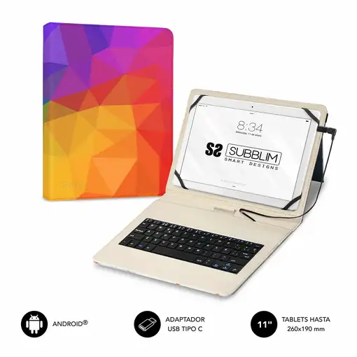 Funda Con Teclado Micro Usb Keytab Usb 11\ Triangulos