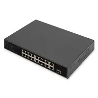 Digitus Conmutador PoE Fast Ethernet de 16 puertos, 2 enlaces ascendentes Gigabit