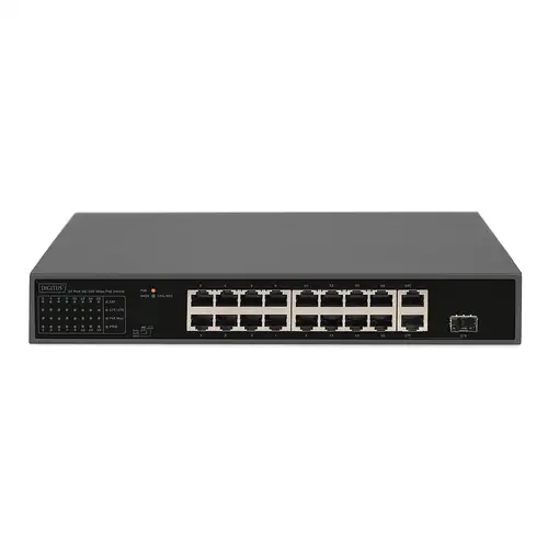 Digitus Conmutador PoE Fast Ethernet de 16 puertos, 2 enlaces ascendentes Gigabit