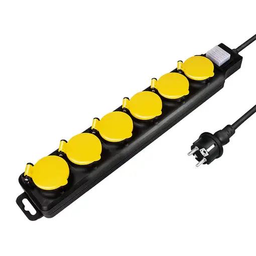 LogiLink LPS256 base múltiple 1,5 m 6 salidas AC Exterior Negro, Amarillo