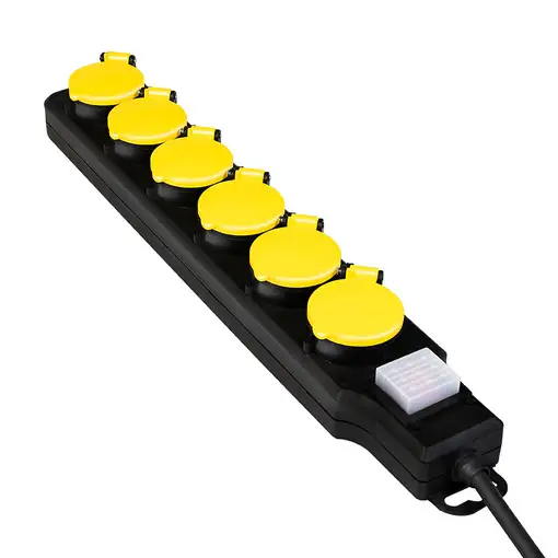 LogiLink LPS256 base múltiple 1,5 m 6 salidas AC Exterior Negro, Amarillo
