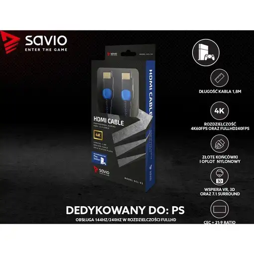 Savio GCL-02 cable HDMI 1,8 m HDMI tipo A (Estándar) Negro, Azul