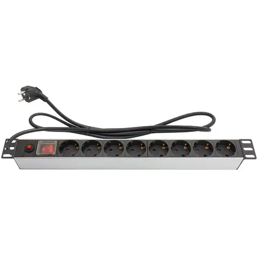 Alcasa GC-N0087 base múltiple 1,8 m 8 salidas AC Interior Negro, Plata