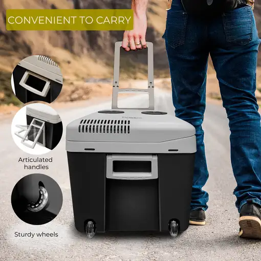Nevera Portátil Eléctrica de Viaje, Coche, Camping, 40 L, 12V-220V,CF115BLK Briebe