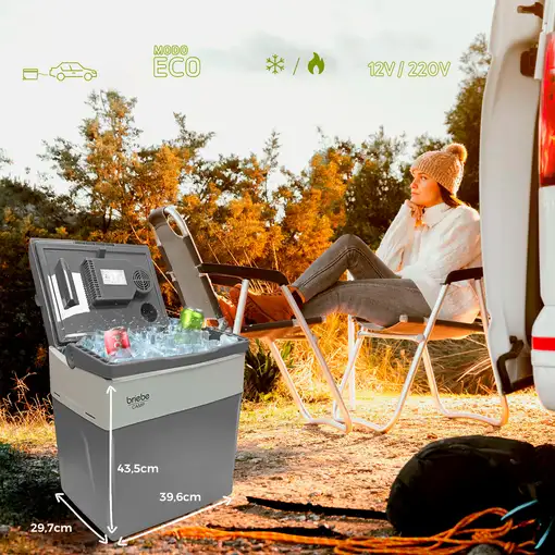 Nevera Portátil Eléctrica de Viaje, Coche, Camping, 28 L, 12V y 220V,CF1153 Briebe