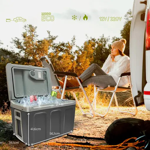 Nevera Portátil Eléctrica de Viaje, Coche, Camping, 40 L, 12V-220V, CF1155 Briebe