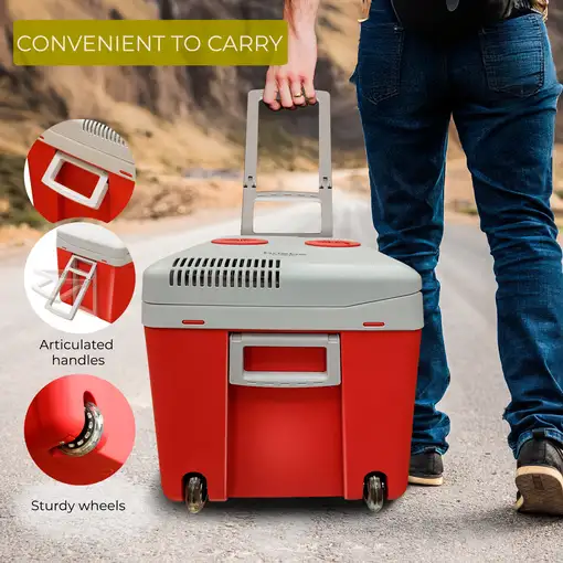 Nevera Portátil Eléctrica de Viaje, Coche, Camping, 40 L, 12V-220V,CF115RED Briebe