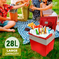 Nevera Portátil Eléctrica de Viaje, Coche, Camping, 28 L,12V-220V,CF1153RED Briebe