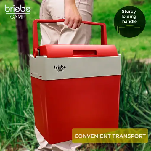 Nevera Portátil Eléctrica de Viaje, Coche, Camping, 28 L,12V-220V,CF1153RED Briebe