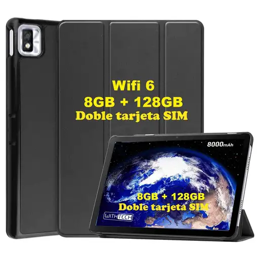 Withtech CIS Edison XPRO Deca core 10' 8/128GB Negra Tarjeta SIM con funda