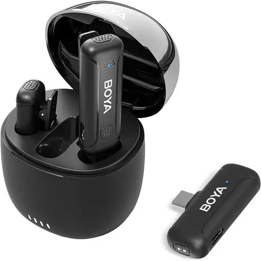 Micrófono Inalámbrico 2.4GHz, 2 Transmisores, Rango 100m, USB-C