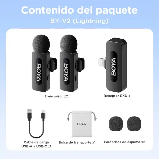 Micrófono Inalámbrico para iPhone Lightning Rango 100m