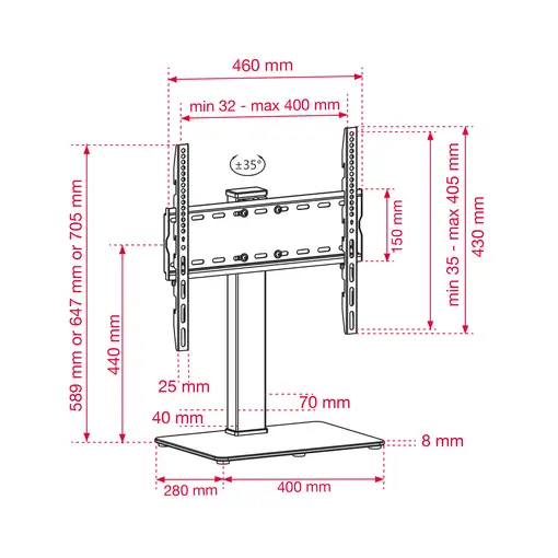 Soporte de Tv orientable con pie 32\-55\/81-140 cm VESA 400x400 mm 451070