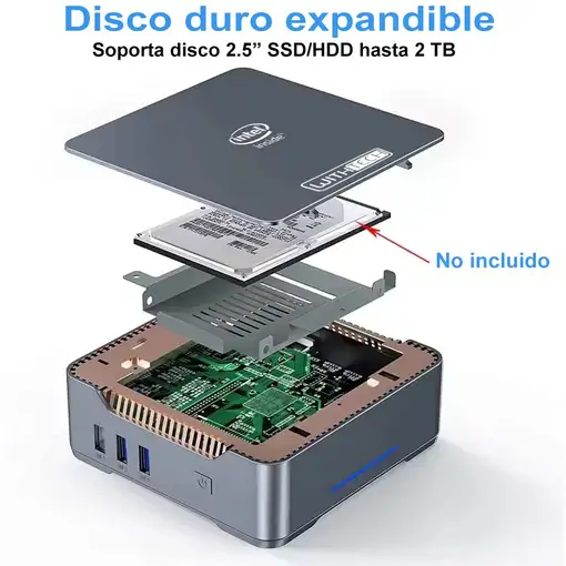 Mini PC Procesador Intel J4125 Windows 10 4K 8GB 128GB USB HDMI BT  Wifi Withtech