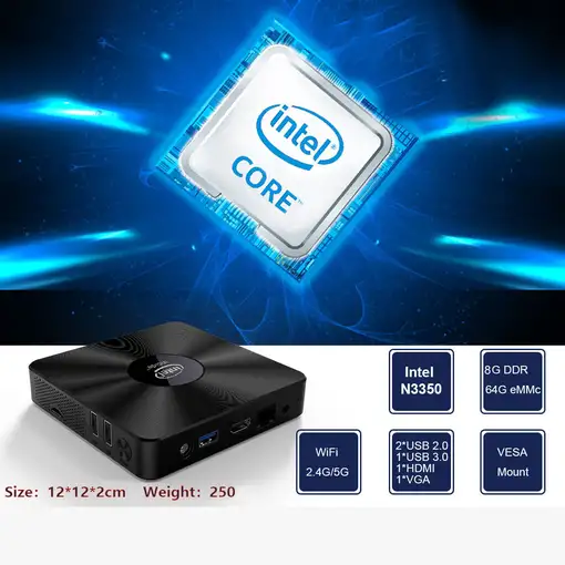 Withtech Mini PC Procesador Intel Celeron N3350 Windows 10  8/64GB  Wifi