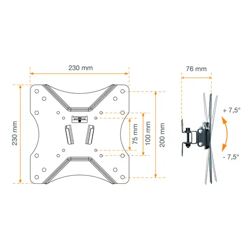 Soporte TV pared inclinable orientable 24\ a 42\ VESA 200x200 Kaorka 474405 Negro