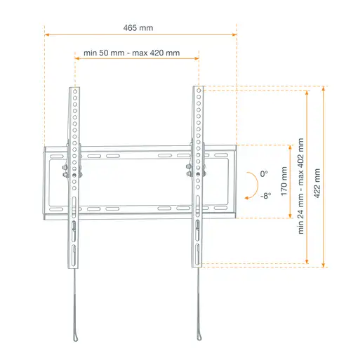 Soporte TV pared fijo y reclinable  42 \ a 55\ VESA 400x400 Kaorka 474404 Negro