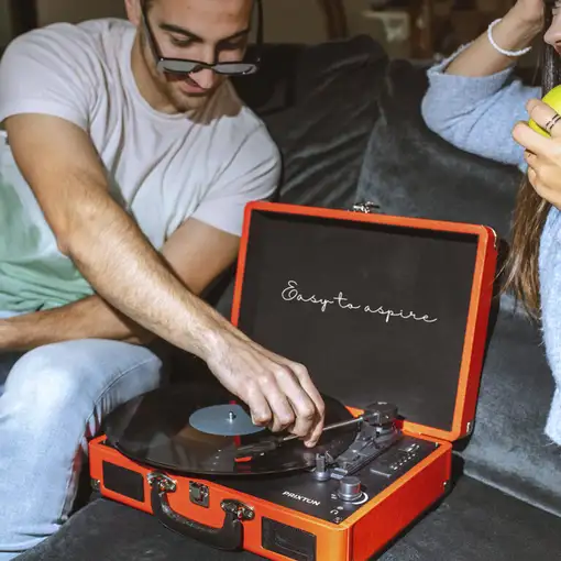 Tocadiscos Bluetooth VC400 PRIXTON Reproductor y Convertidor de Vinilos - Rojo