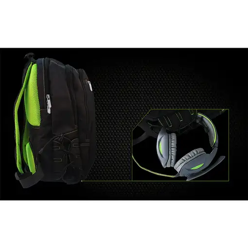 KeepOut BK7GXL mochila Negro, Verde Imitación piel, Nylon